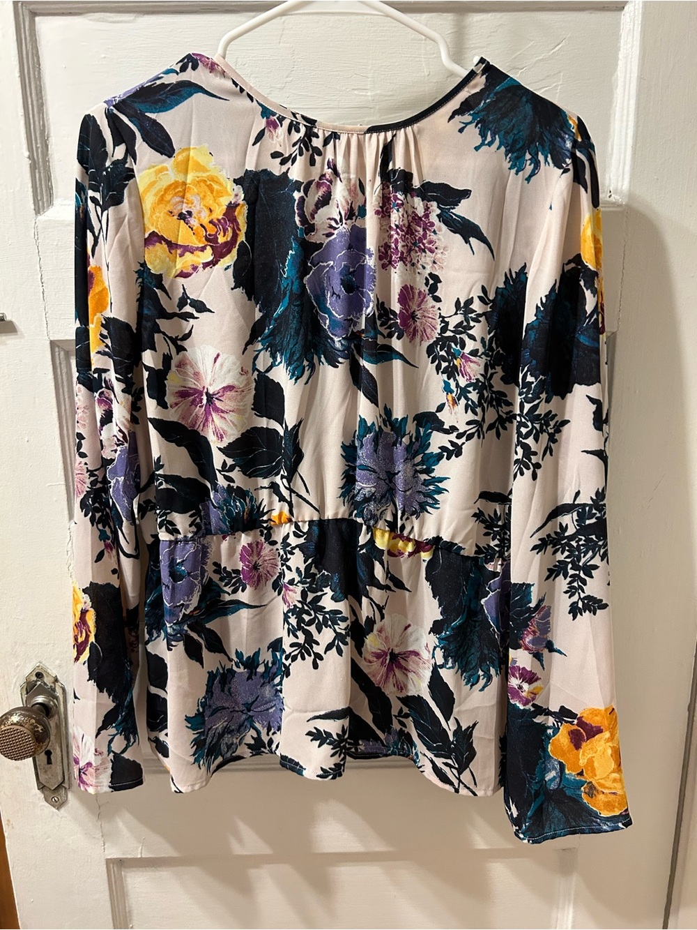 Halogen floral long sleeve peplum blouse